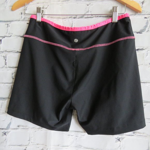 Vintage 1980s Black Spandex Cycling Shorts With Pink Neon Trim - Picture 2 of 3